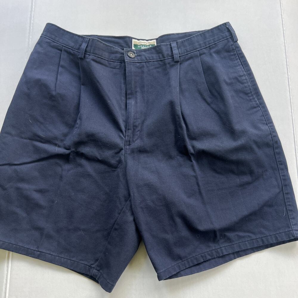 Baxter Men's Chino Shorts Size 38 Navy Pleated Front Golf Shorts